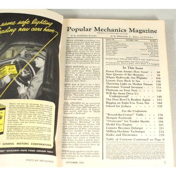 Popular Mechanics October 1946 Nuclear Power Atomic Age Vintage Advertising, - Picture 2 of 10